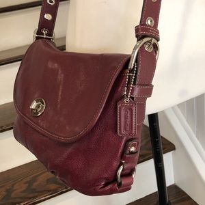 Vintage COACH Legacy Turn Lock Burgundy Tumbled Leather Crossbody Shoulder Bag